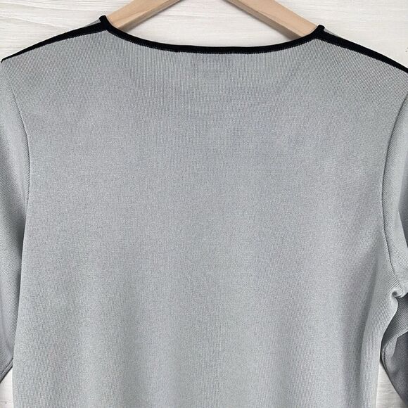 Exclusively Misook Knit Top Size Small Gray Black Long Sleeves Stretch Career - Picture 6 of 11